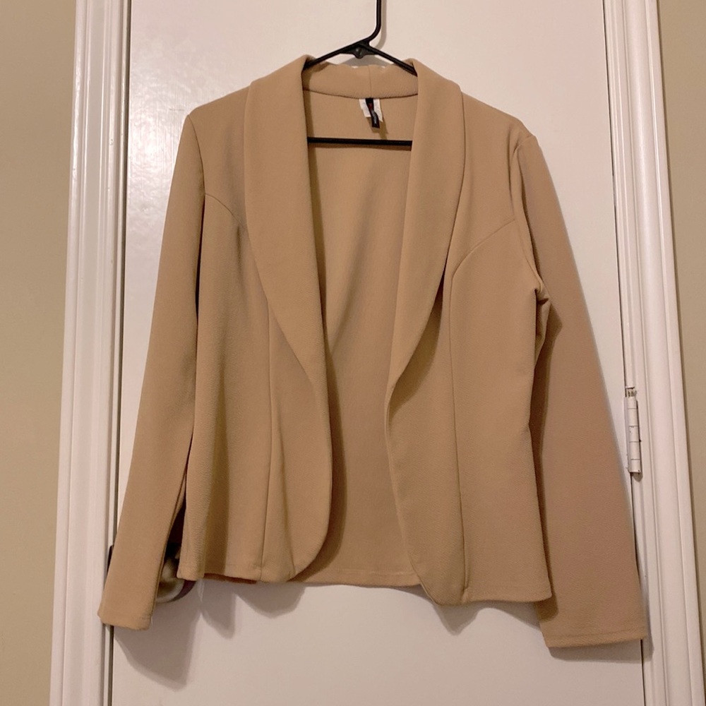 Khaki blazer open front jacket lightweight.